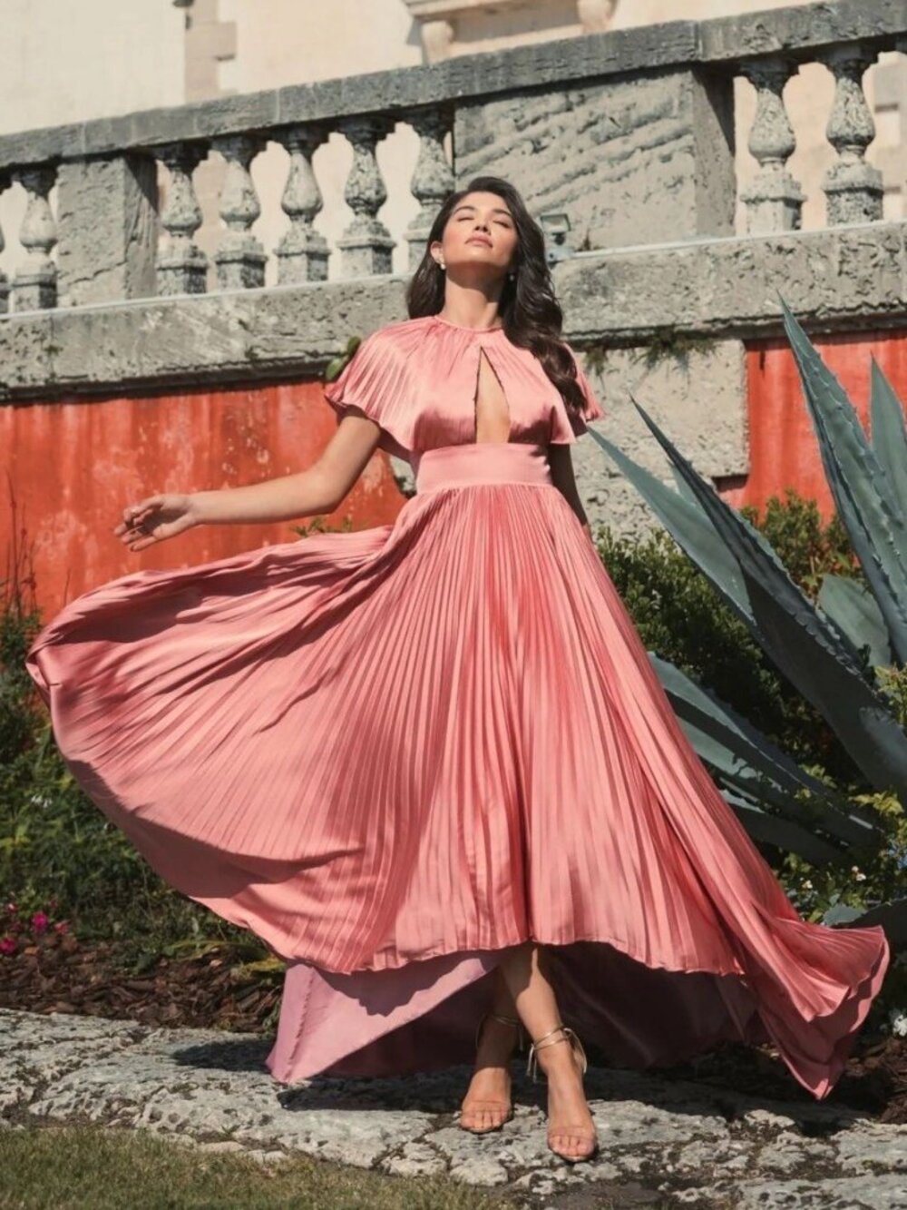 Mac Duggal Size 16 Dusty Rose 11637 Cutout Pleated Satin Cocktail Gown Dress NWT